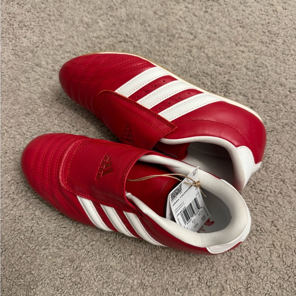 Adidas Scarlet and White Trainers